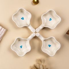 Handcrafted Ceramic Dip Bowl Set with Blue Heart Design