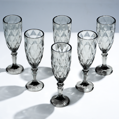 Elegant Black Crystal-Cut Glass Goblet - Set of 6