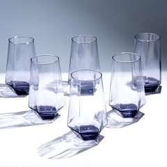 Modern Amethyst Purple Hexagonal Base Drinking Glass - Set of 6