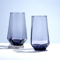 Modern Amethyst Purple Hexagonal Base Drinking Glass - Set of 6