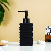 Matte Black Ripple Ceramic Soap Dispenser