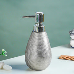 Silver Textured Ceramic Soap Dispenser