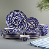 Blue Floral Mandala Design Dinnerware - Set of 18