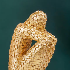 Golden Mosaic Thinker Sculpture