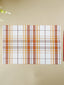 Brown & White Plaid Table Mat with Textured Weave - The Golden Theory