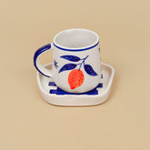 Blue & Orange Print Cup & Saucer