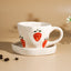Elegant White Ceramic Cup & Saucer Set with Strawberry Print - The Golden Theory