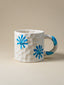 Smiley Daisy Hand-Painted Textured Mug – Blue - The Golden Theory