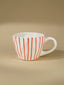 White Ceramic Cup with Hand-Painted Red Stripes - The Golden Theory