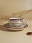 White Ceramic with Brown Spiral Cup and Saucer Set - The Golden Theory