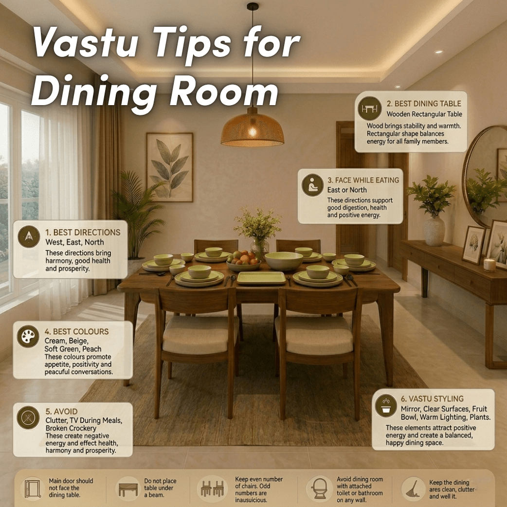 Vastu Tips for Dining Room: Complete Guide to Direction, Placement & Styling - The Golden Theory