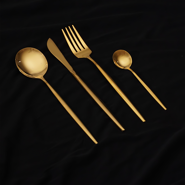 Luxurious Gold Stainless Steel Cutlery Set of 4 Secondary image