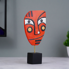 Handcrafted Red Abstract Face Sculpture