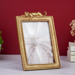 Gold Textured Photo Frame with Leopard Detail