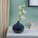 Deep Blue Glossy Teardrop Vase