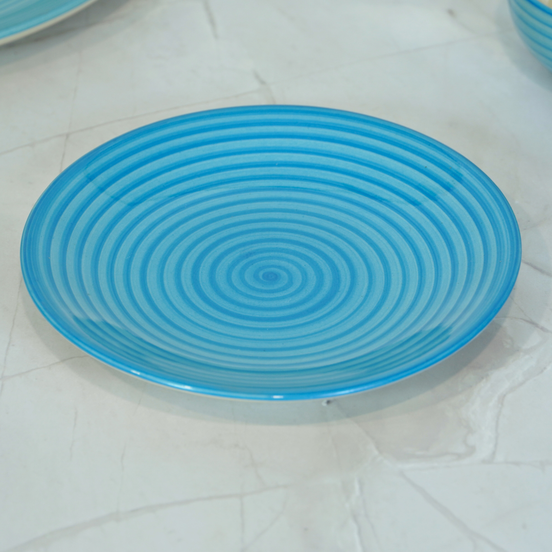 Serene Blue Wave Ceramic Dinner Set (Set of 18)