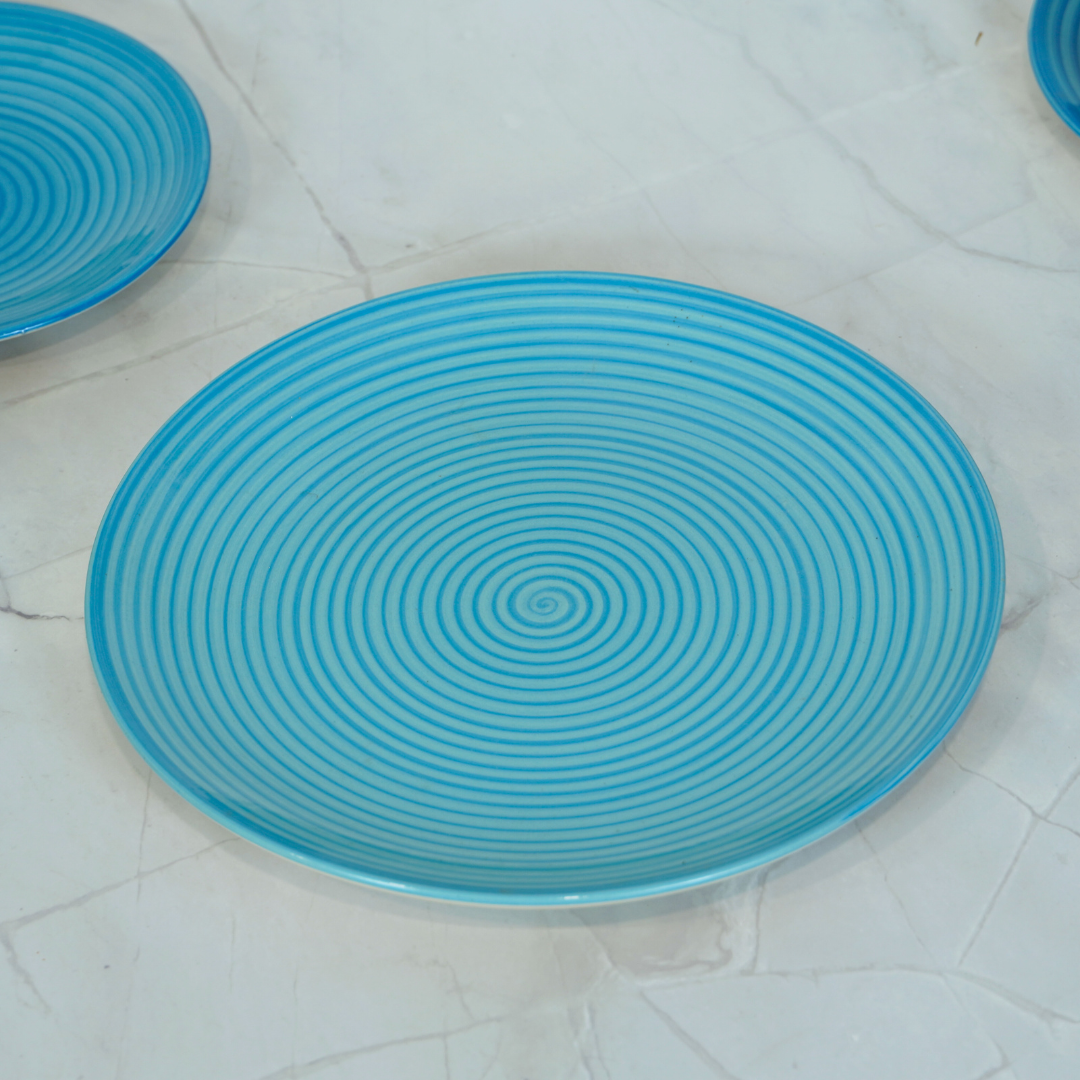 Serene Blue Wave Ceramic Dinner Set (Set of 12)