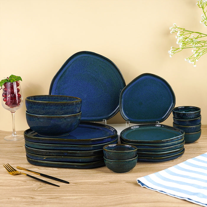 Midnight Blue Ceramic Dinnerware - Set of 20