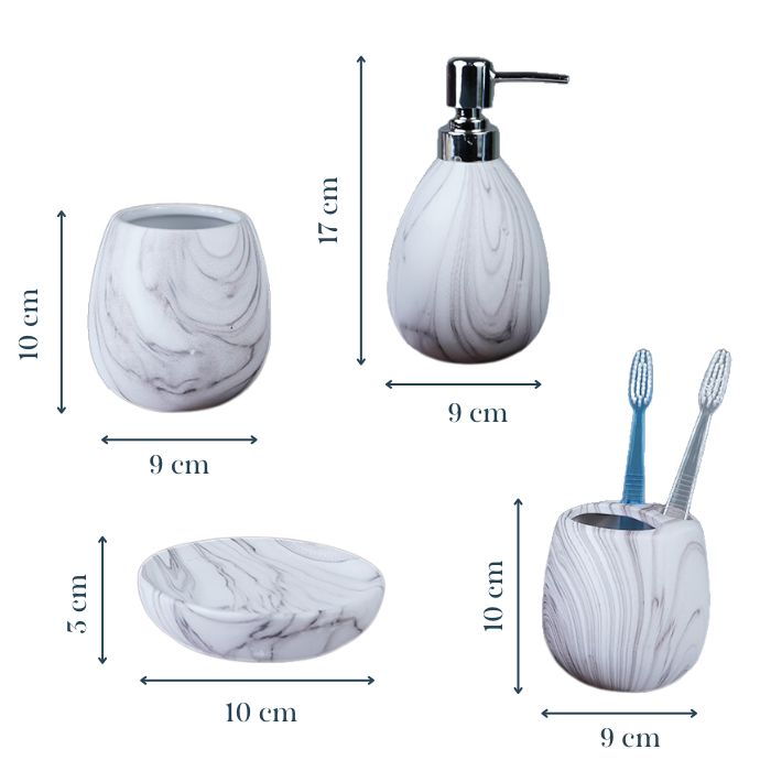 White Marble Art Bathroom Set – Luxurious Bath Accessories