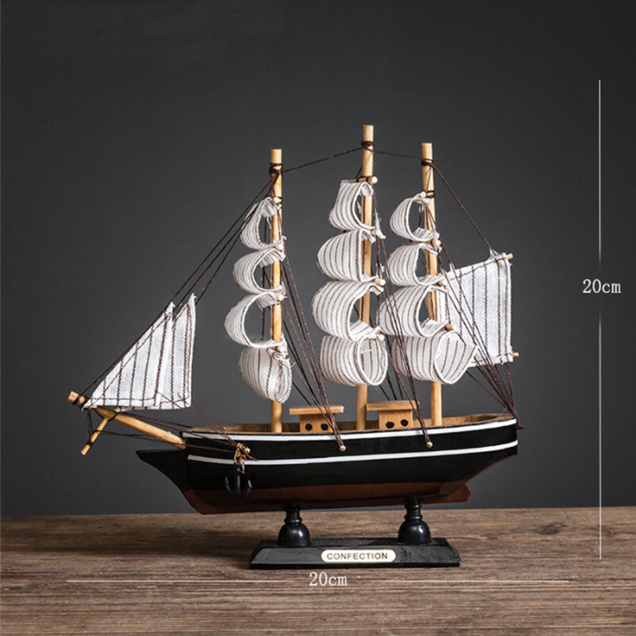 Black and White Model Ship Sculpture