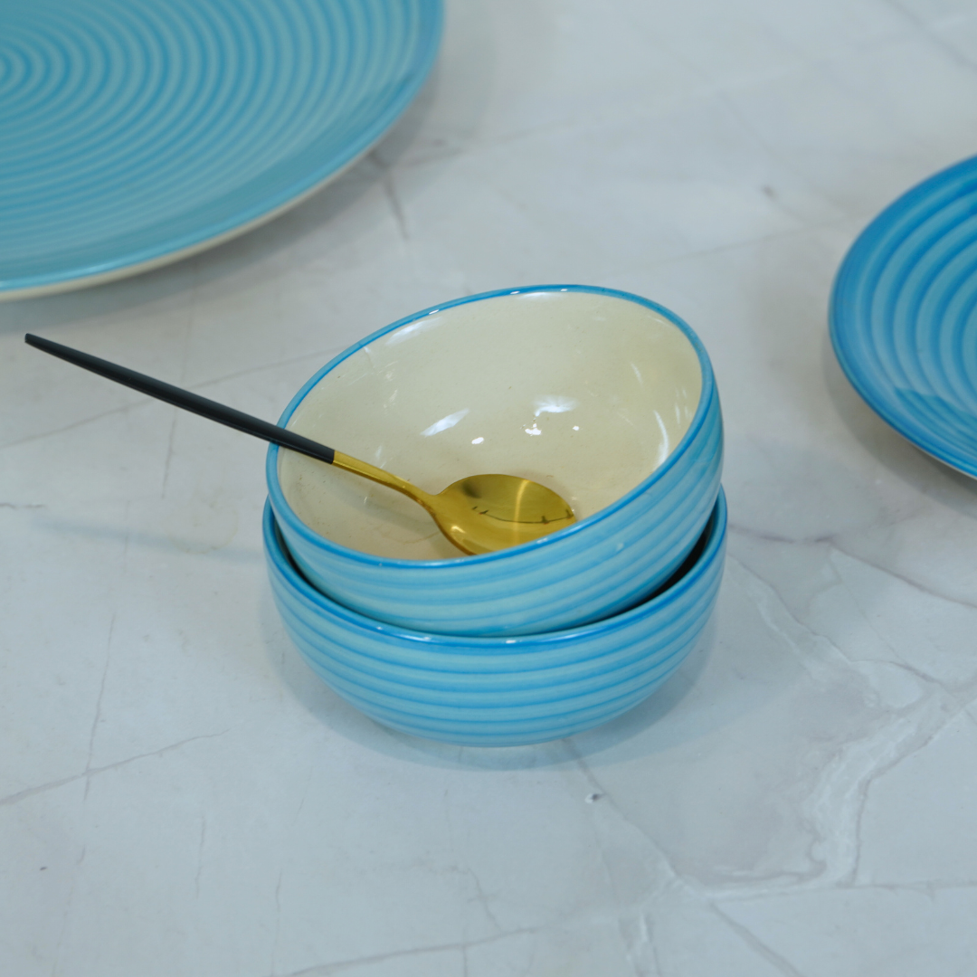 Serene Blue Wave Ceramic Dinner Set (Set of 18)