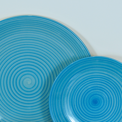 Serene Blue Wave Ceramic Dinner Set (Set of 12)