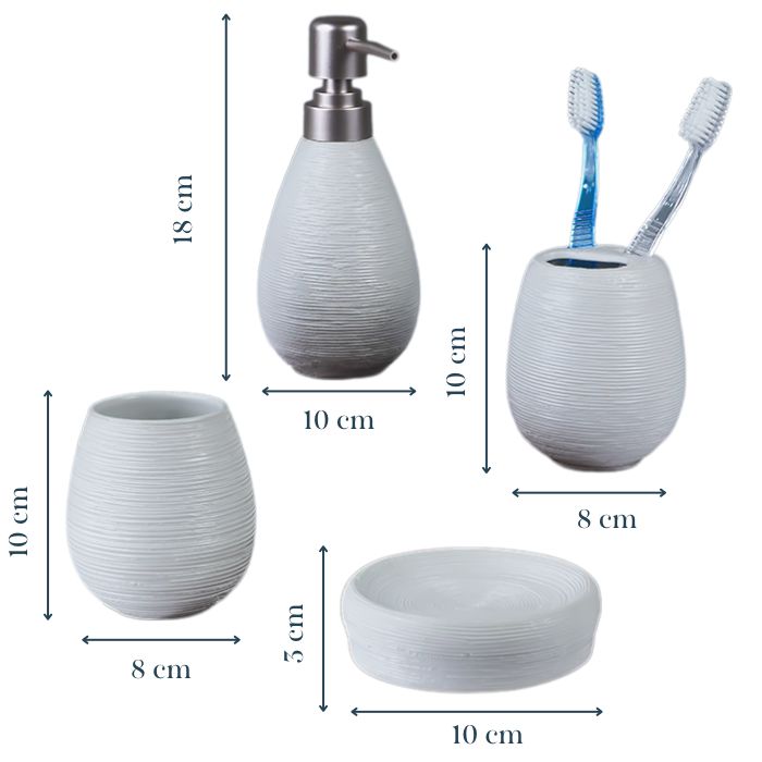 White Textured Bathroom Set – Minimalist Ceramic Bath Accessories