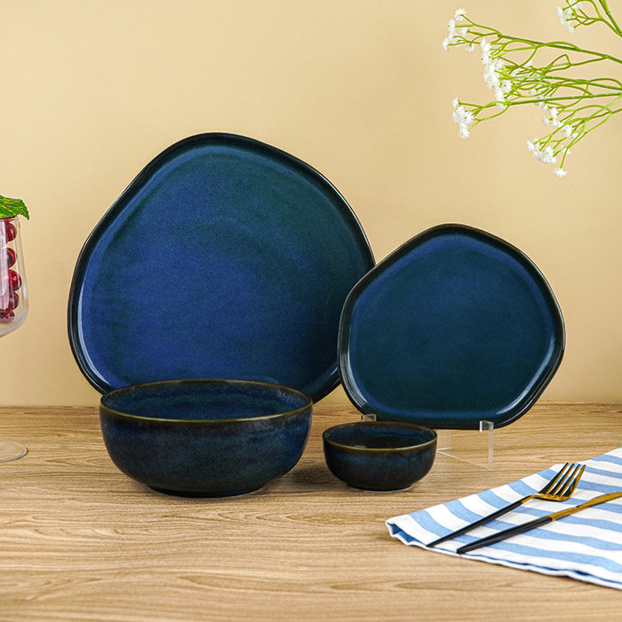 Midnight Blue Ceramic Dinnerware - Set of 20