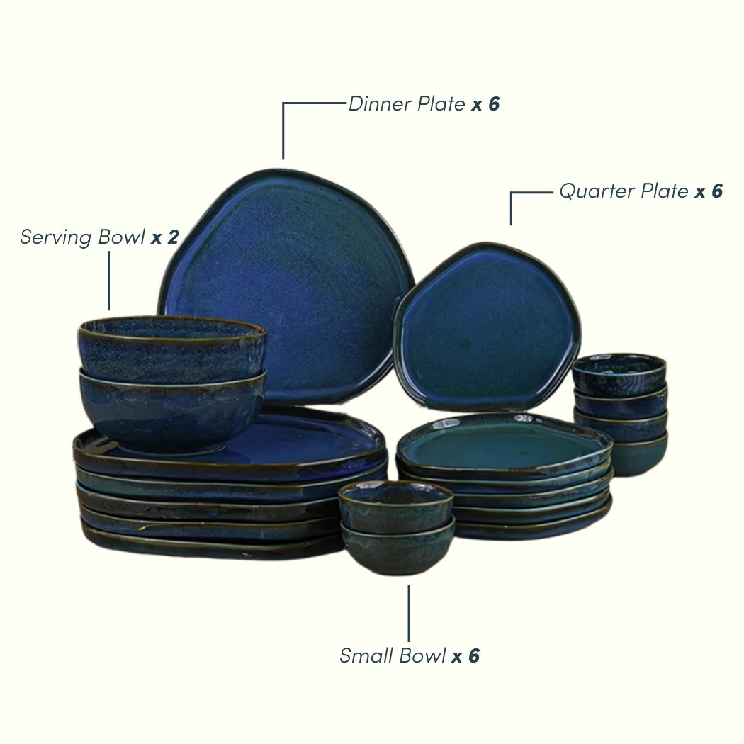 Midnight Blue Ceramic Dinnerware - Set of 20