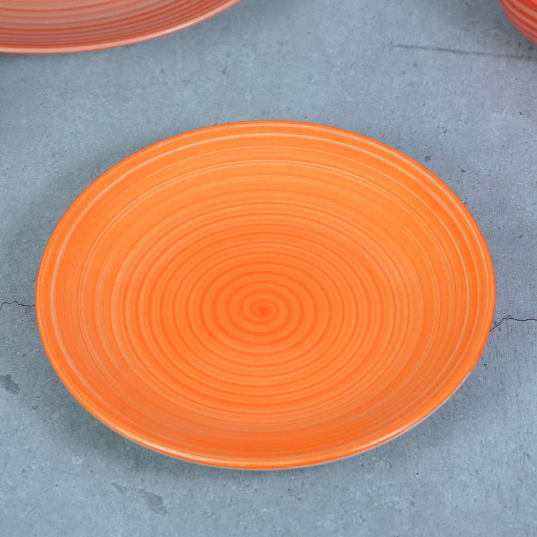 Red Ceramic Spiral Dinner Set (Set of 24)