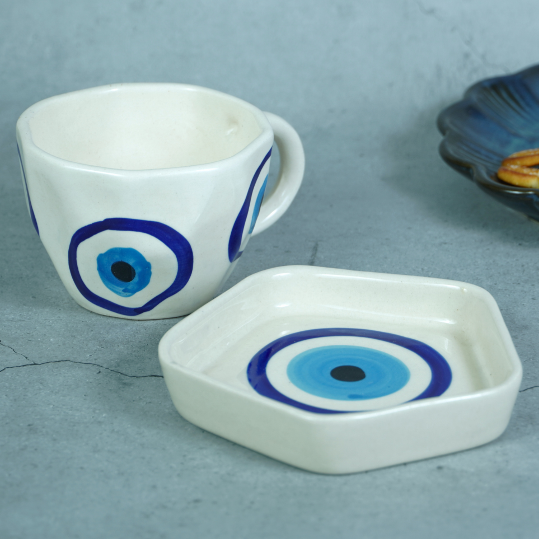 Evil Eye Ceramic Cup and Saucer Main image