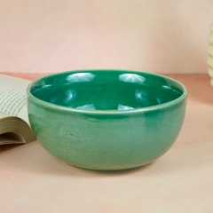 Glossy Finish Green Ceramic Serving Bowl