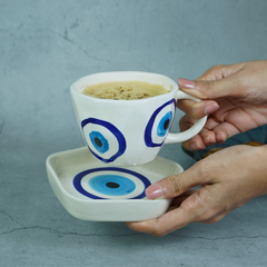 Evil Eye Ceramic Cup and Saucer