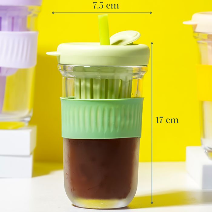 Green Silicone Grip Sipper with Infuser