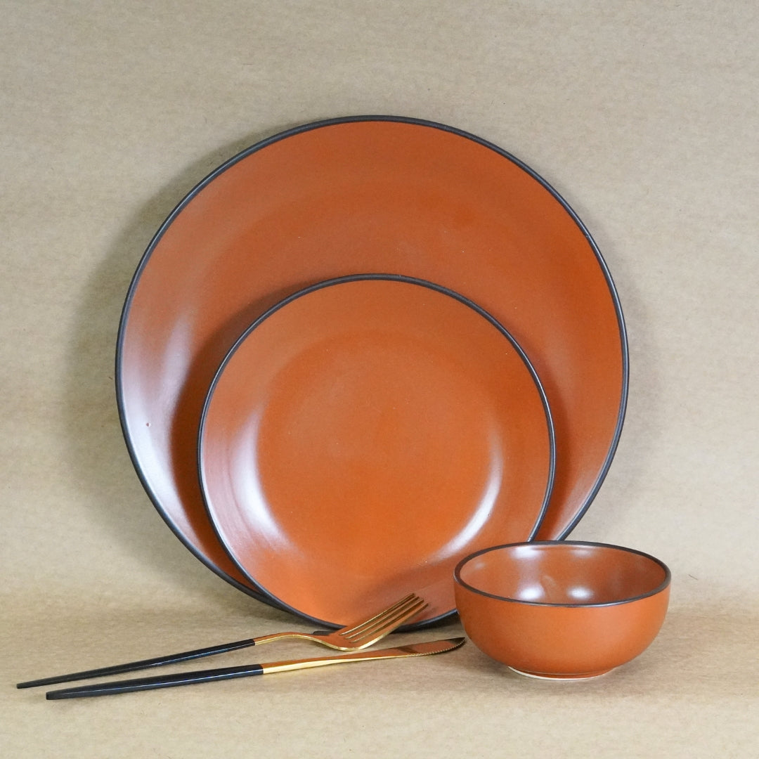 Rust Ceramic Dinner Set (Set of 18)