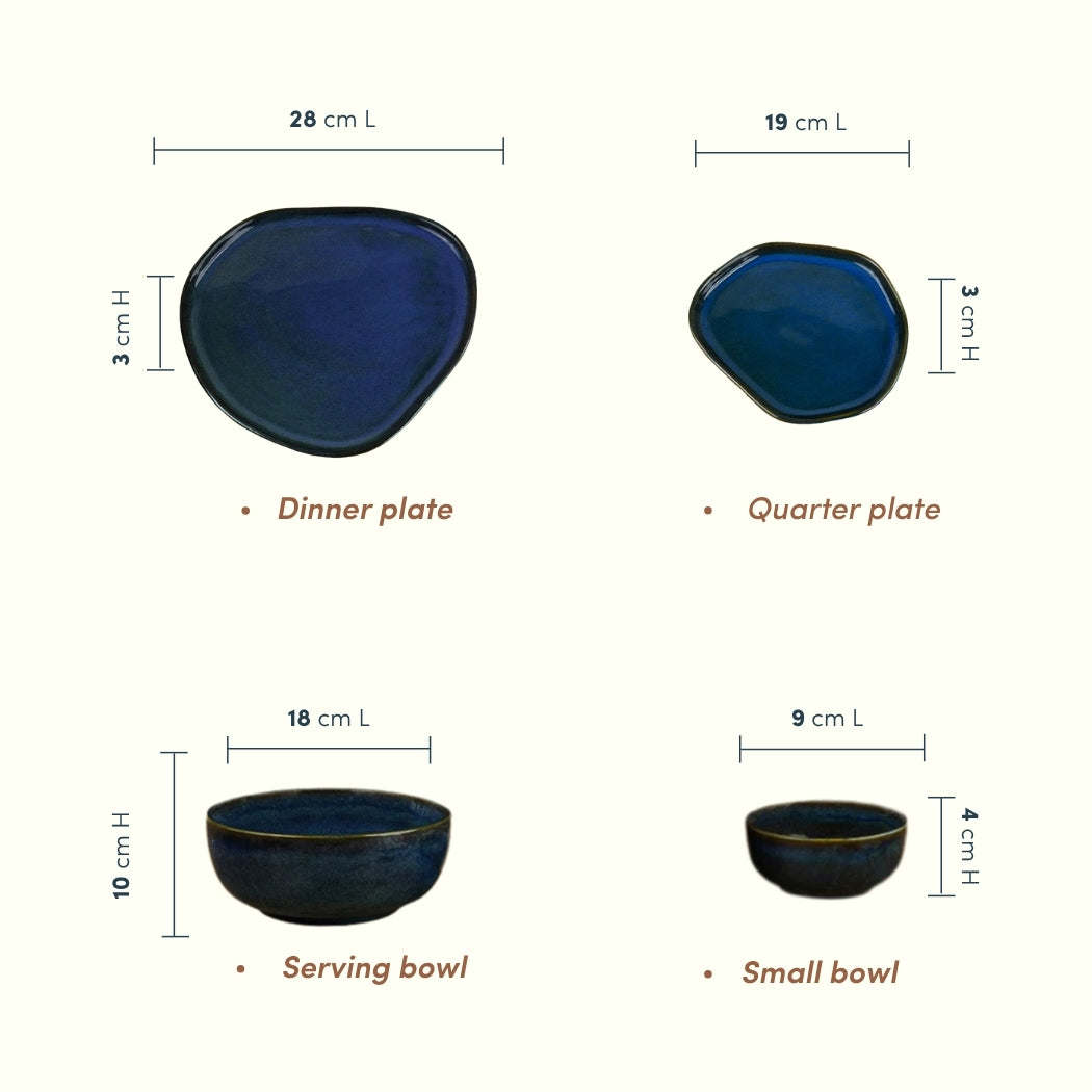 Midnight Blue Ceramic Dinnerware - Set of 20