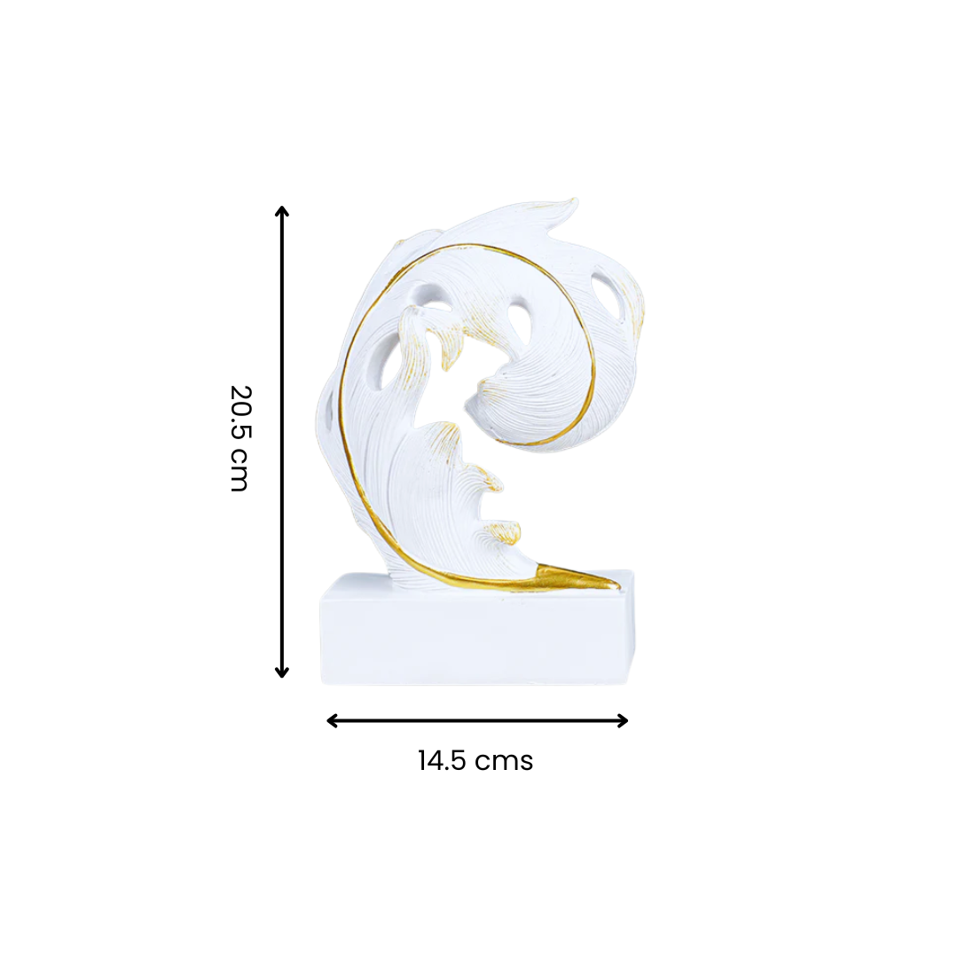 White and Gold Abstract Leaf Sculpture