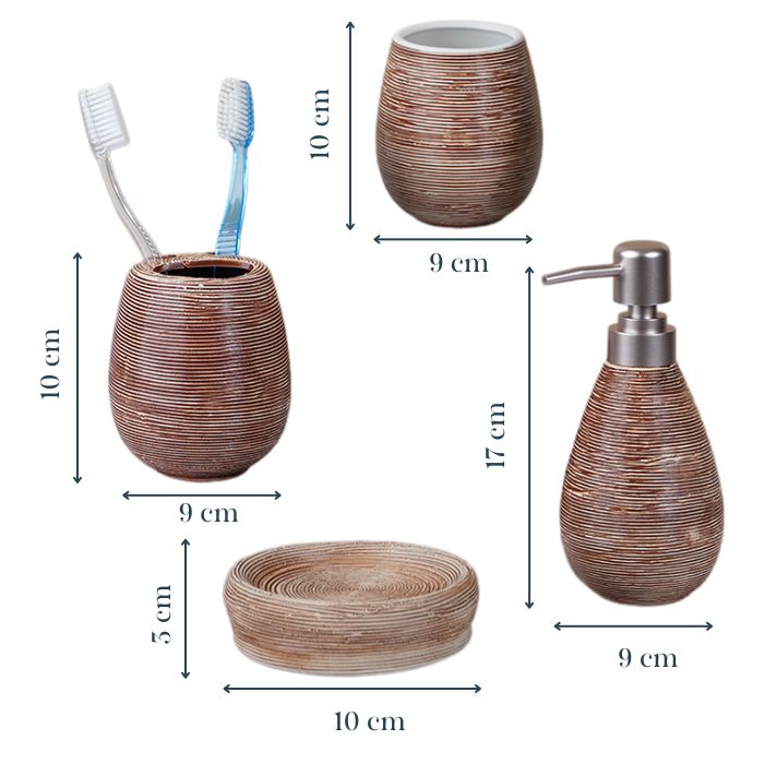 Rustic Brown Bathroom Set – Earthy Ceramic Bath Accessories