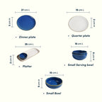 Modern Blue & White Ceramic Dinner Set of 25
