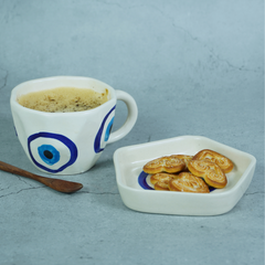 Evil Eye Ceramic Cup and Saucer