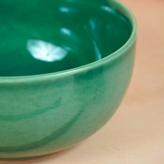 Glossy Finish Green Ceramic Serving Bowl