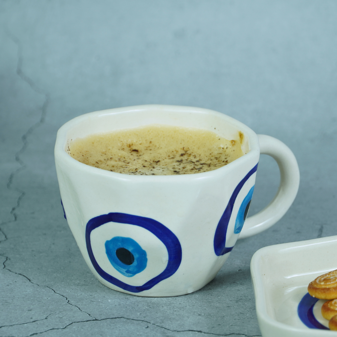 Evil Eye Ceramic Cup and Saucer