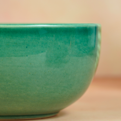 Glossy Finish Green Ceramic Serving Bowl