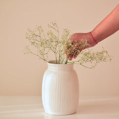 White Ceramic Jar Shaped Flower Vase