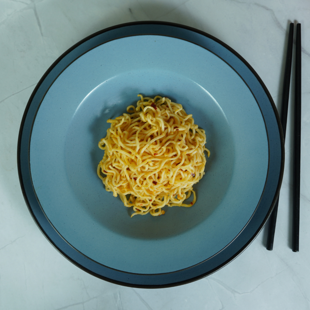 Blue Ceramic Pasta Bowl with Plate