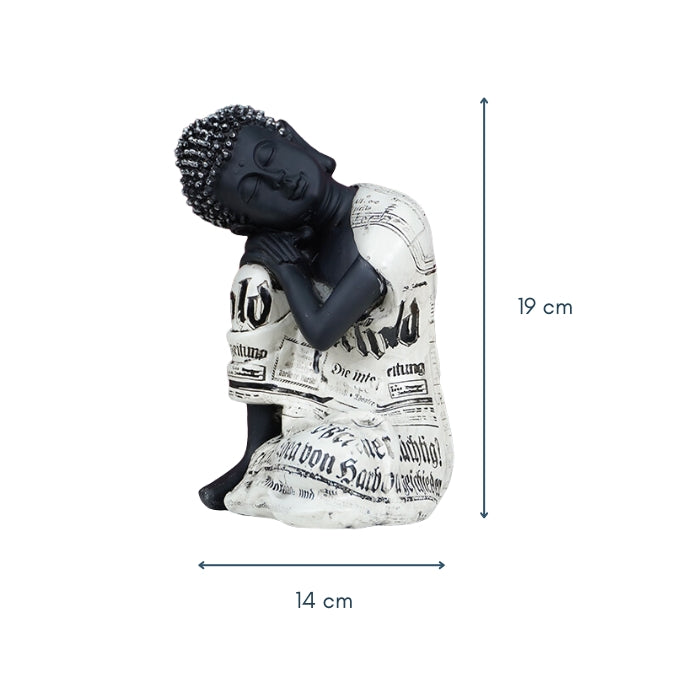 Serene Black and White Sleeping Buddha Statue