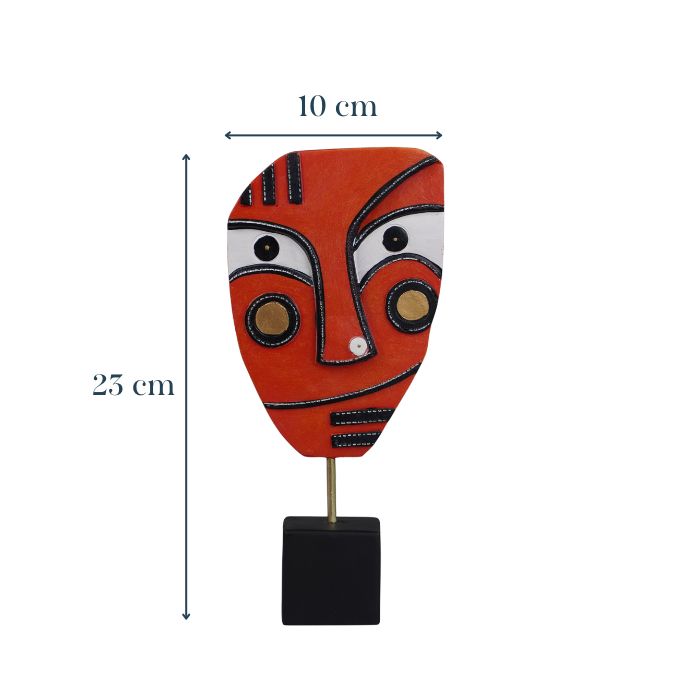 Handcrafted Red Abstract Face Sculpture