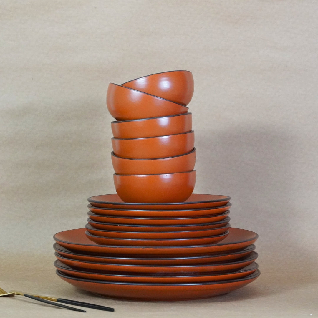 Rust Ceramic Dinner Set (Set of 18)