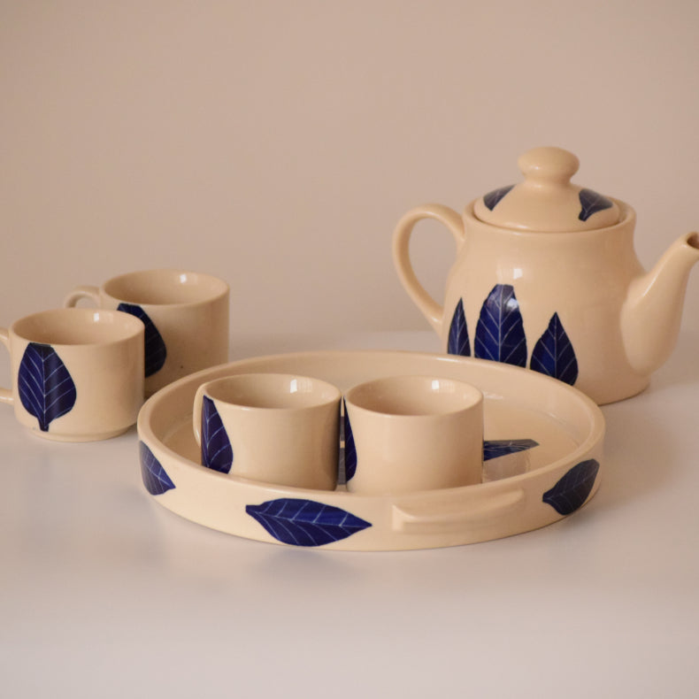 Blue Leaf Morning Tea Set | Set of 6 Secondary image