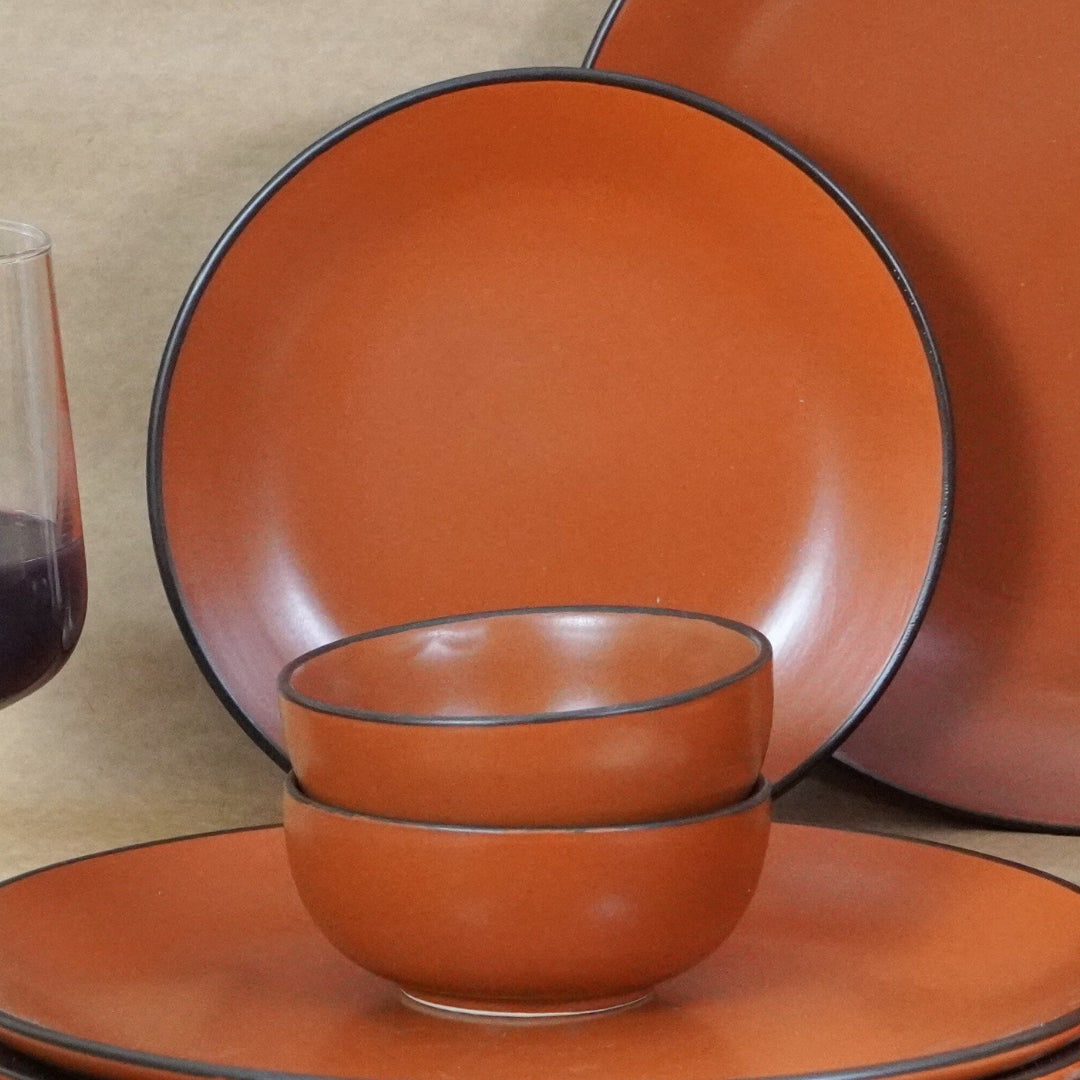 Rust Ceramic Dinner Set (Set of 12)